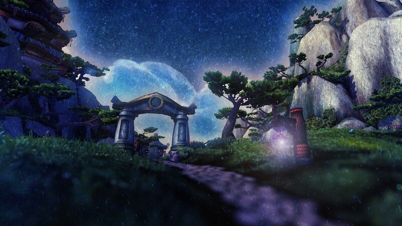 mystical archway in a mountain valley