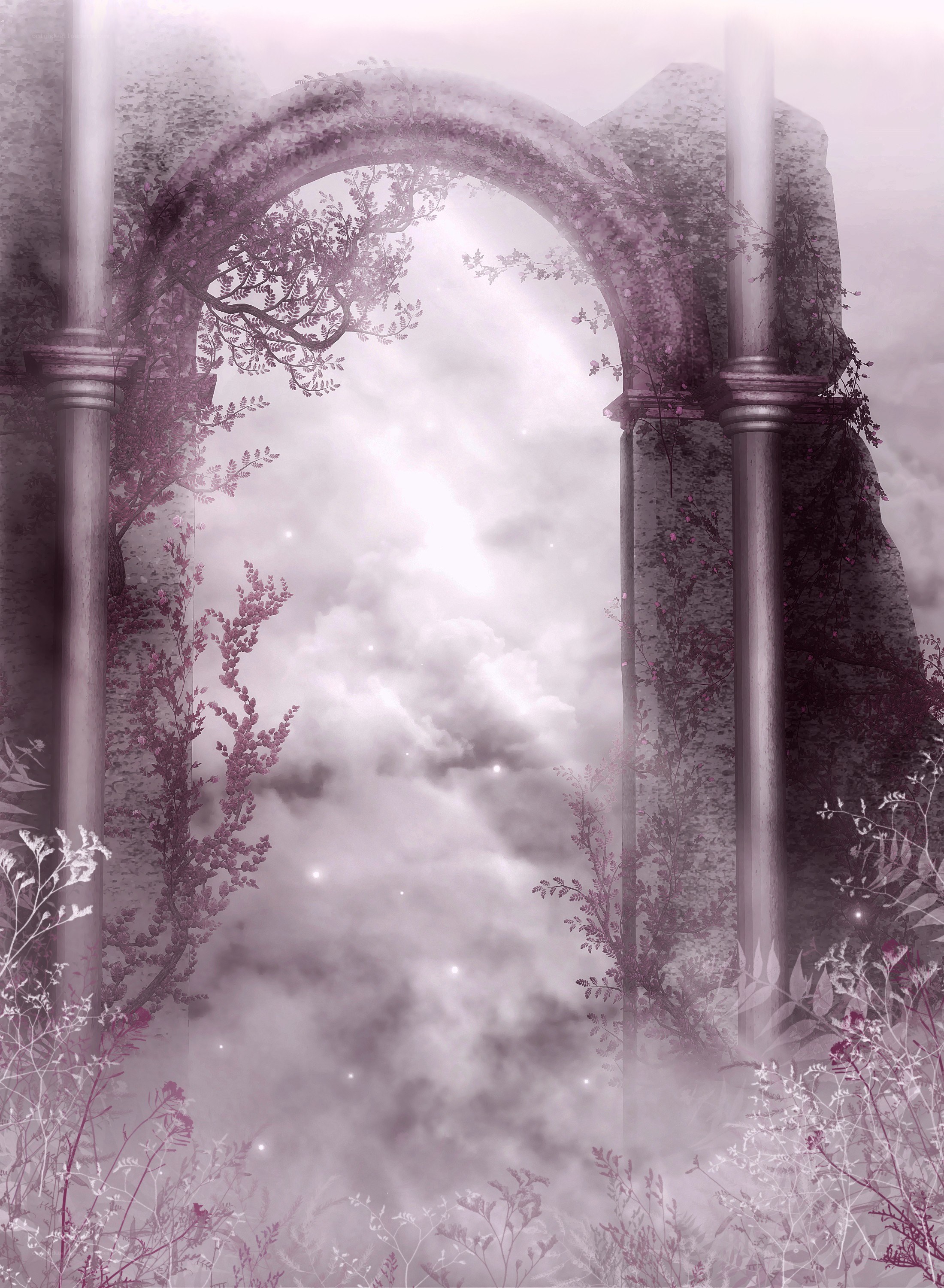 mystical archway in mist