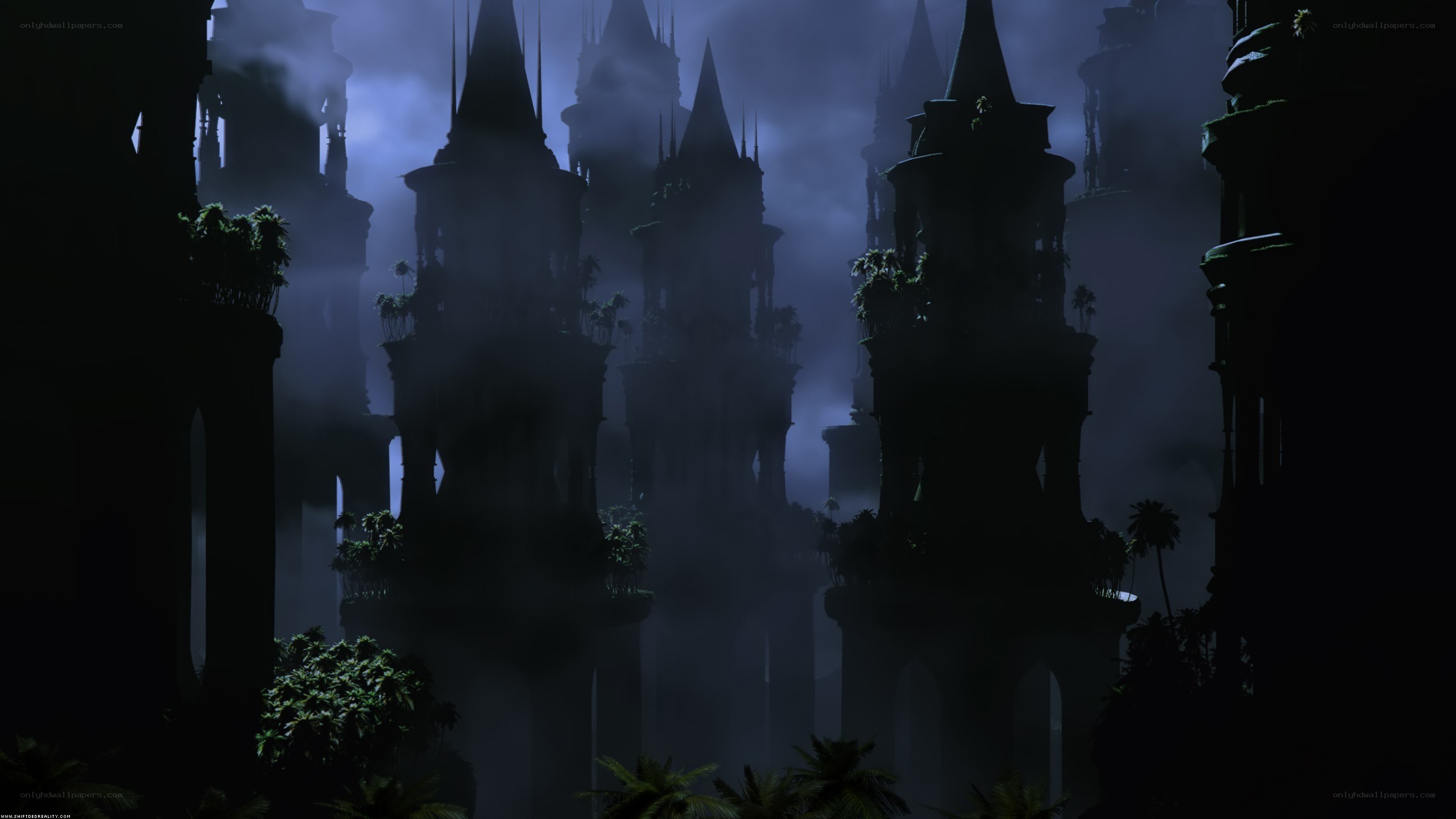 mystical castle in mist