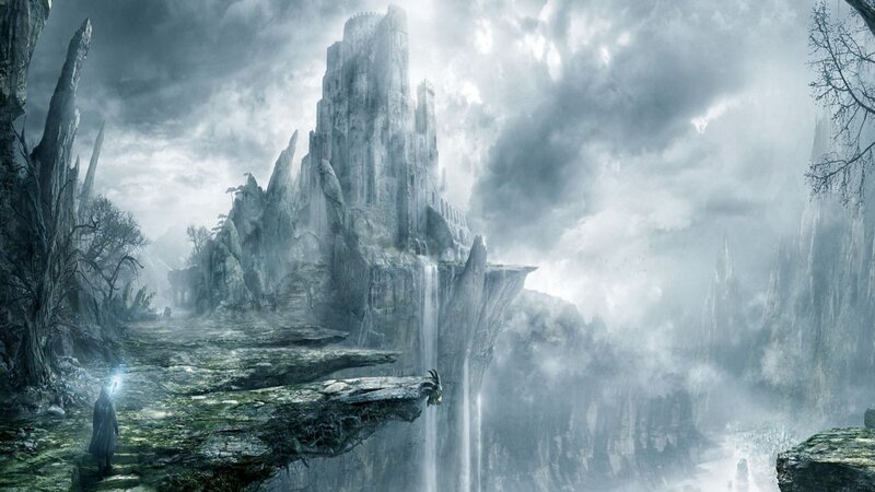 mystical castle on a cliff