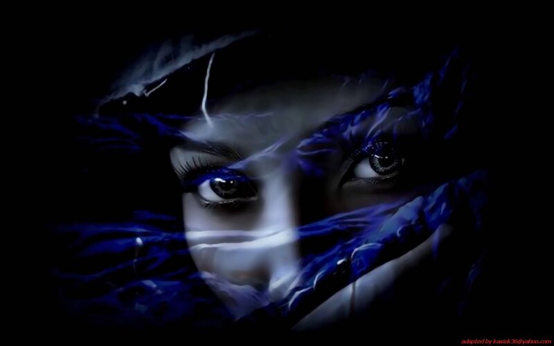 mystical eyes in darkness