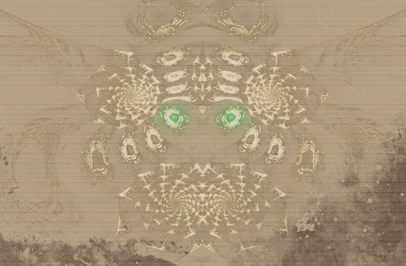 mystical face with glowing eyes