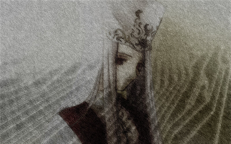 mystical figure in shadow