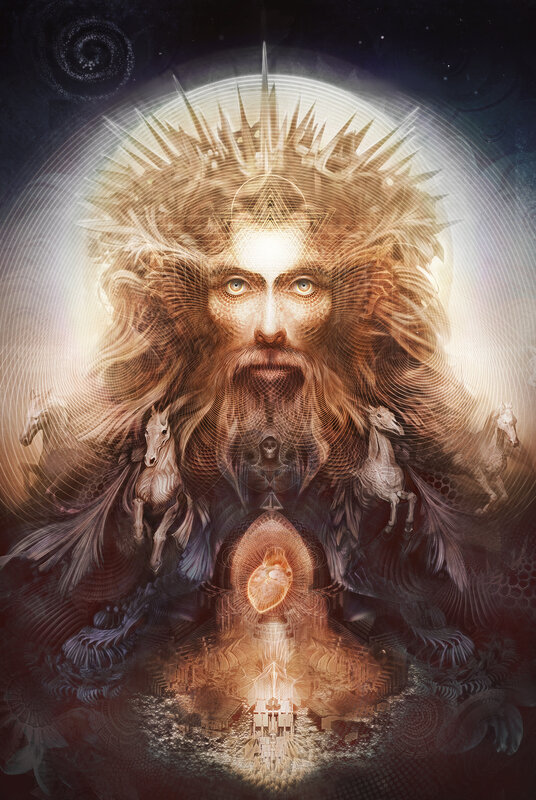 Mystical figure with radiant aura