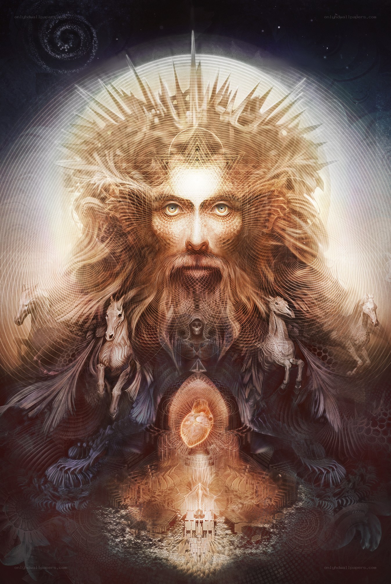 Mystical figure with radiant aura
