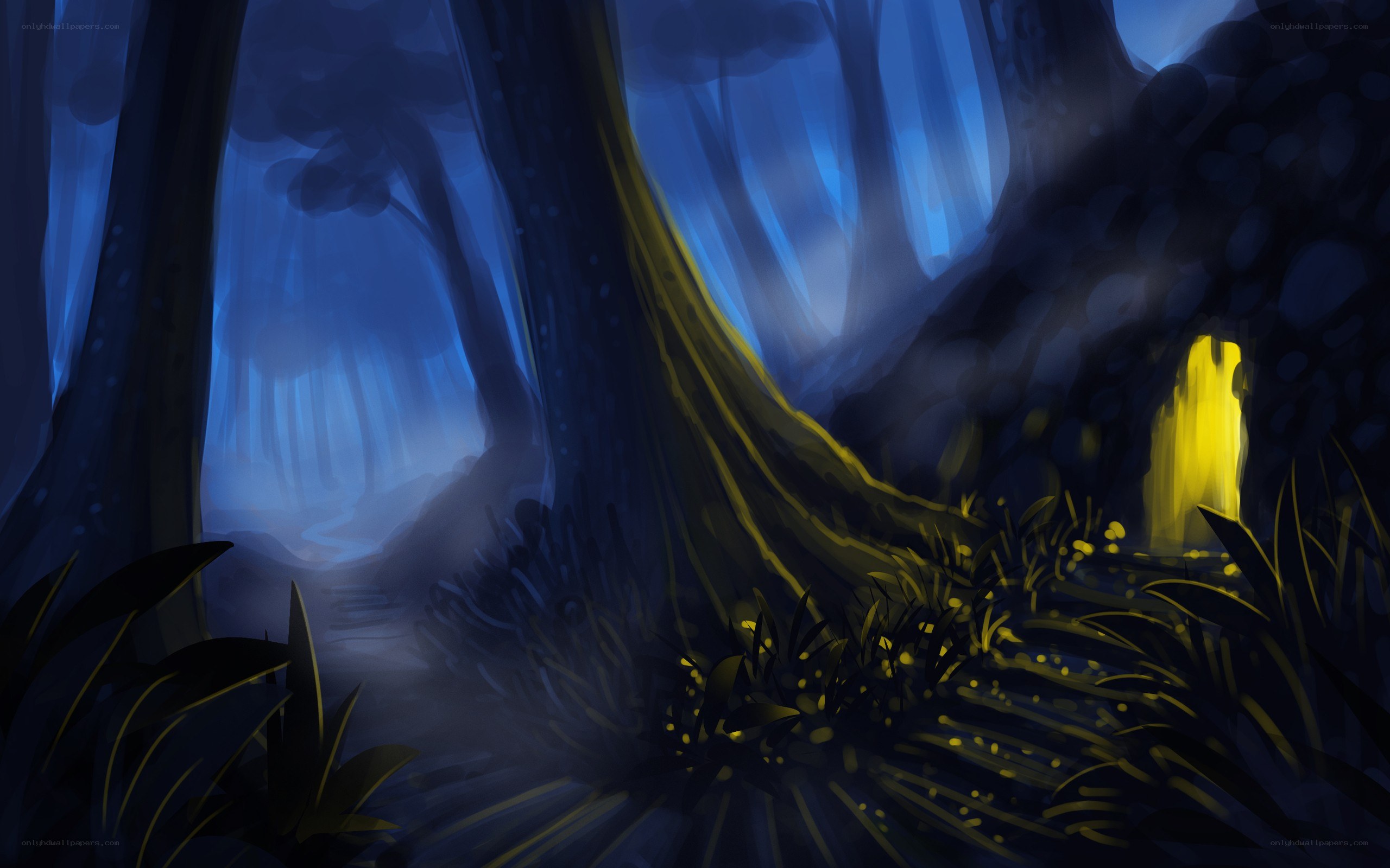 mystical forest at night