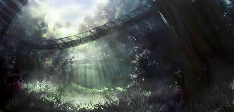 Mystical forest bridge
