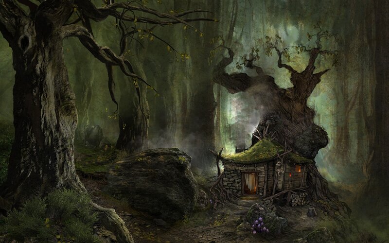 Mystical forest cabin