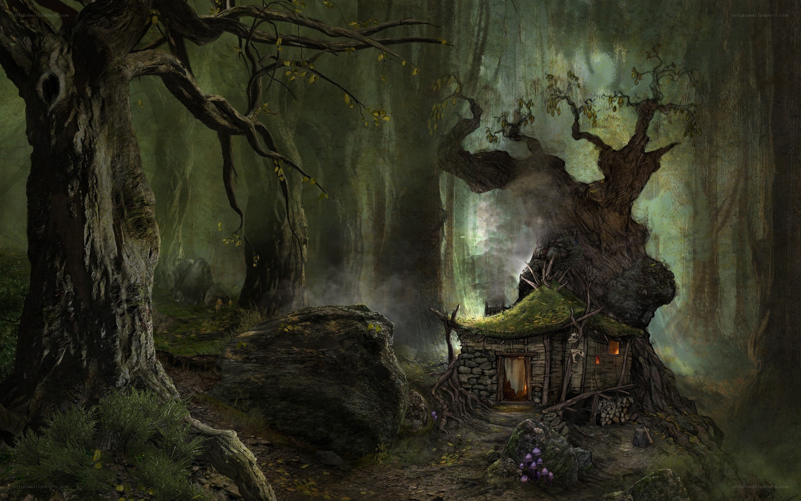 Mystical forest cabin