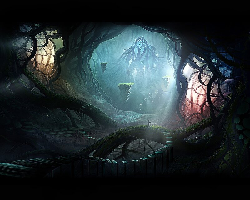 mystical forest cave