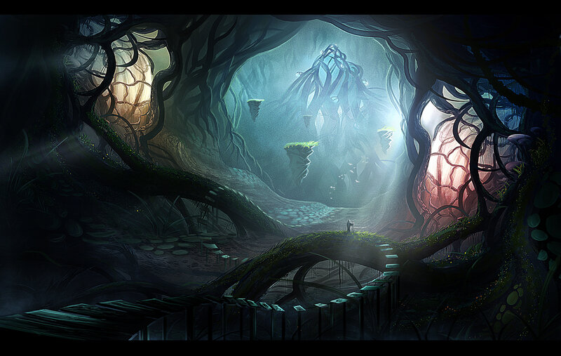 mystical forest cave