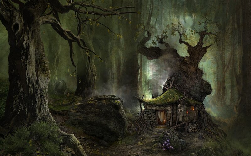 Mystical forest hut