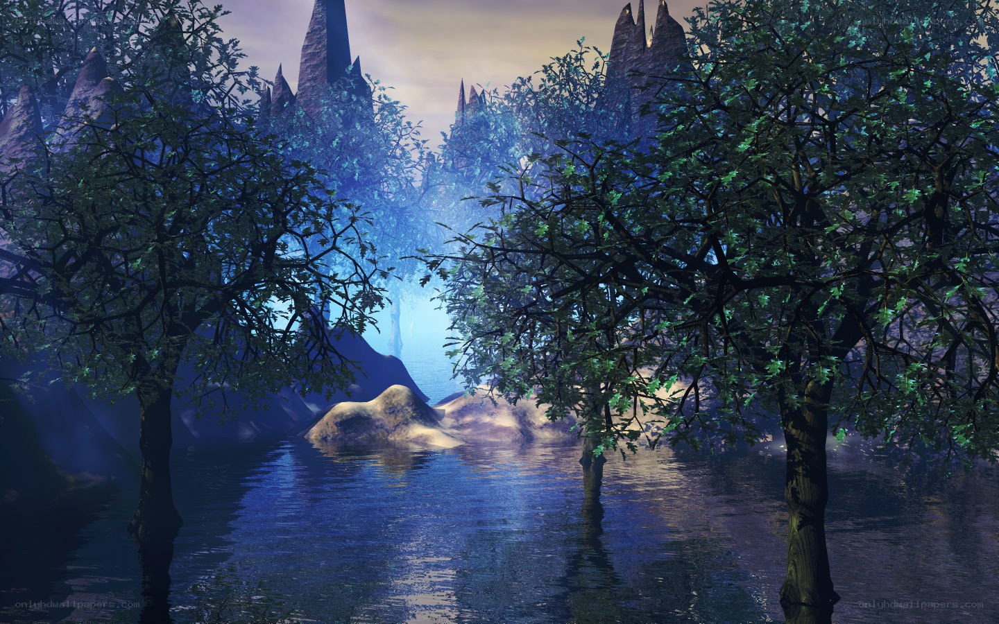 mystical forest lake