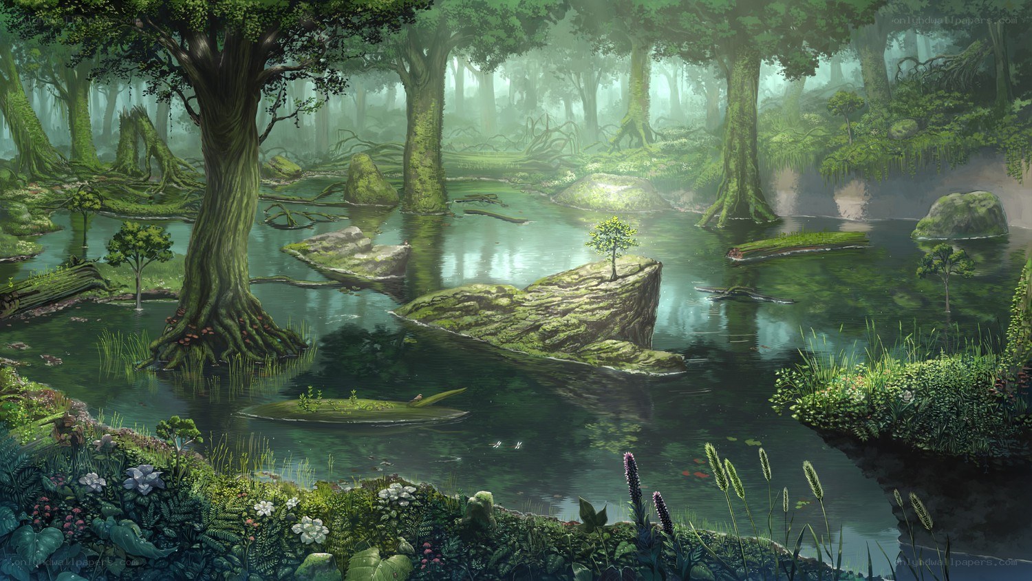 Mystical forest pond