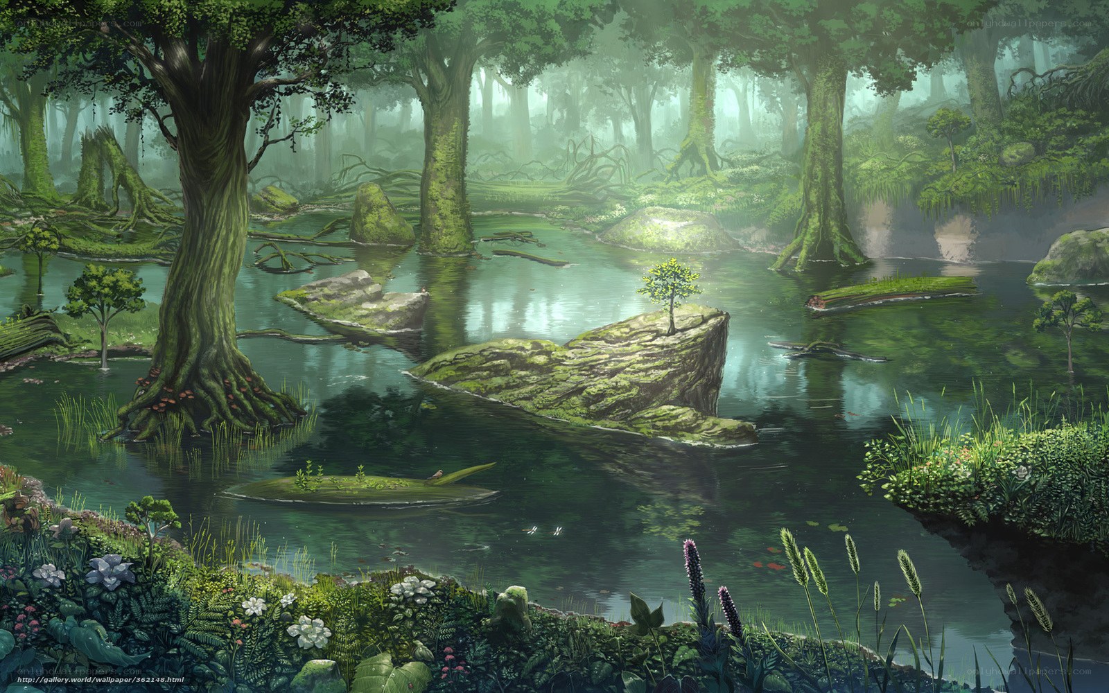 Mystical forest pond