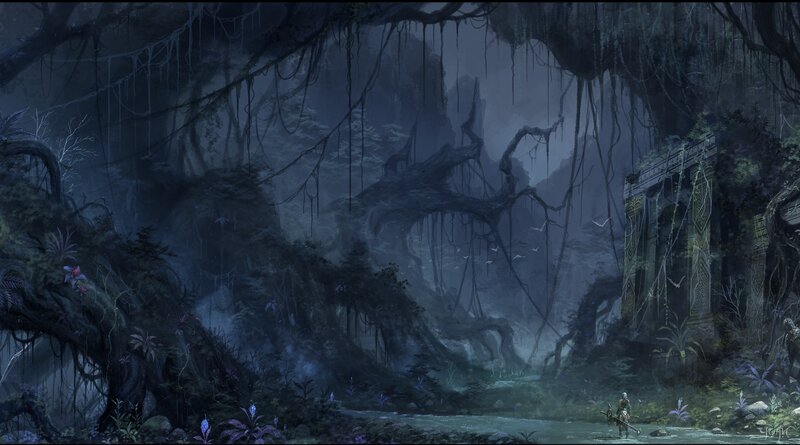 mystical forest ruins