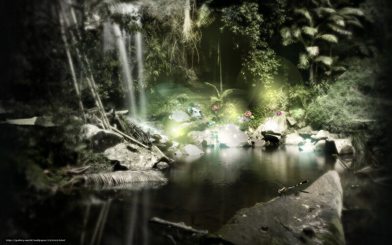 Mystical forest waterfall
