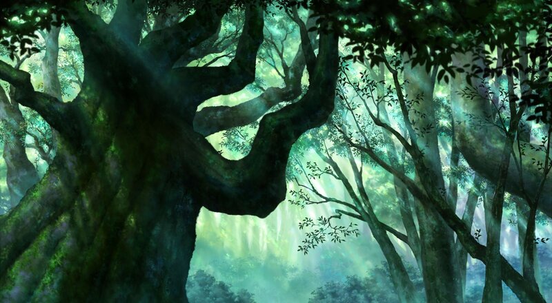 mystical forest with ancient trees
