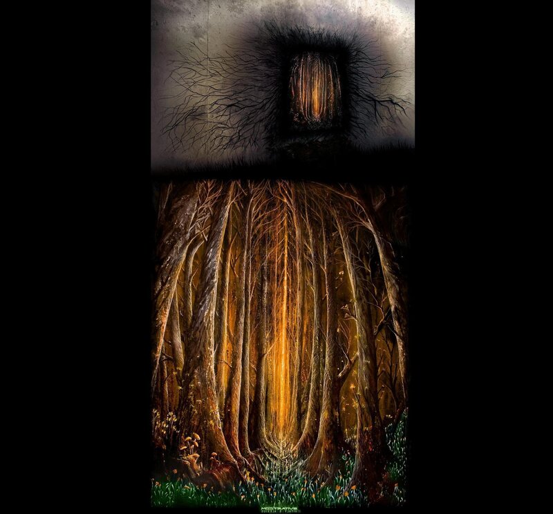 mystical forest with glowing core