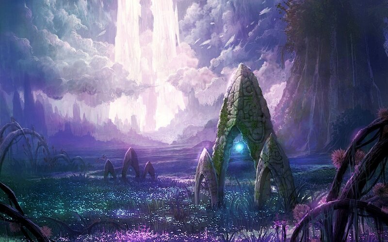 mystical forest with glowing portal