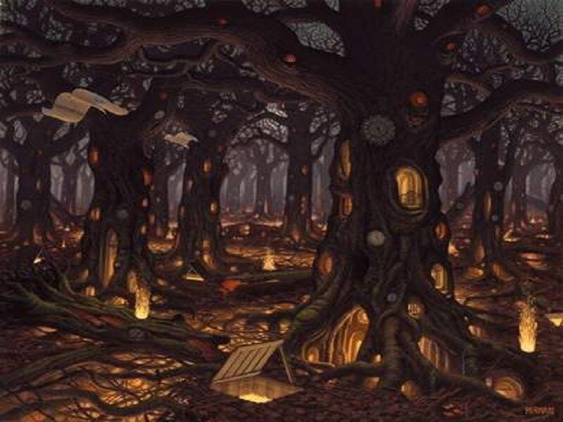 mystical forest with glowing trees