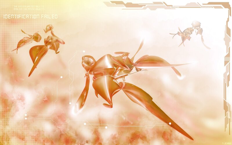Mystical golden entities in digital space