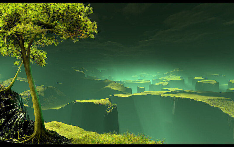 Mystical green landscape
