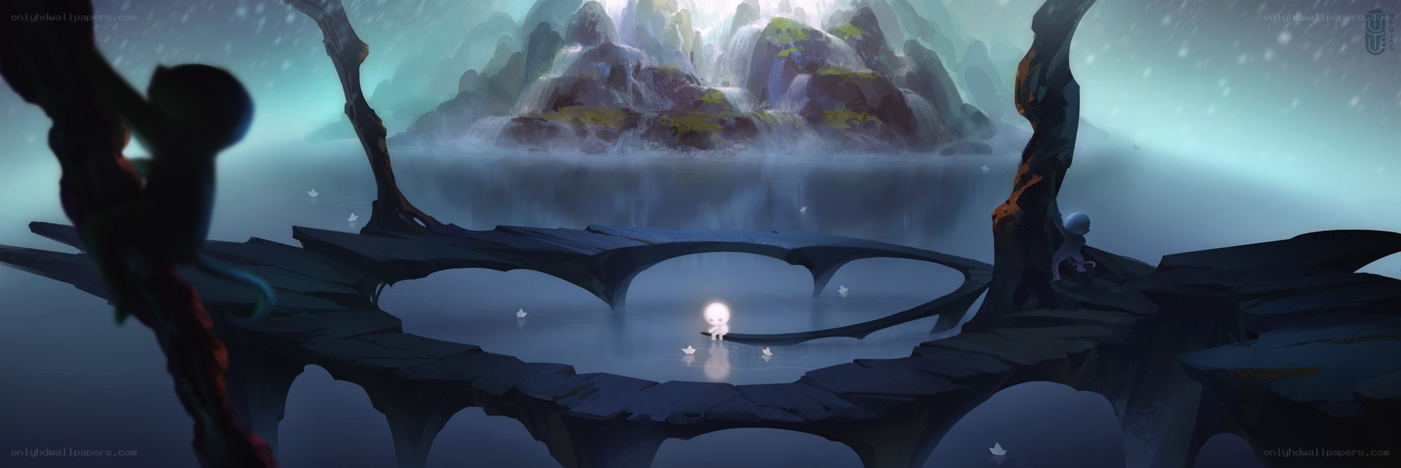 mystical island with glowing creature