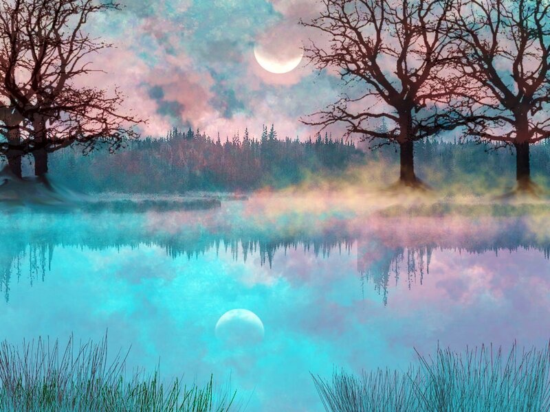Mystical lake at twilight