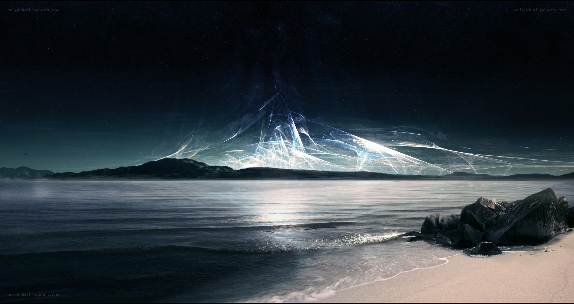 Mystical lights over the sea