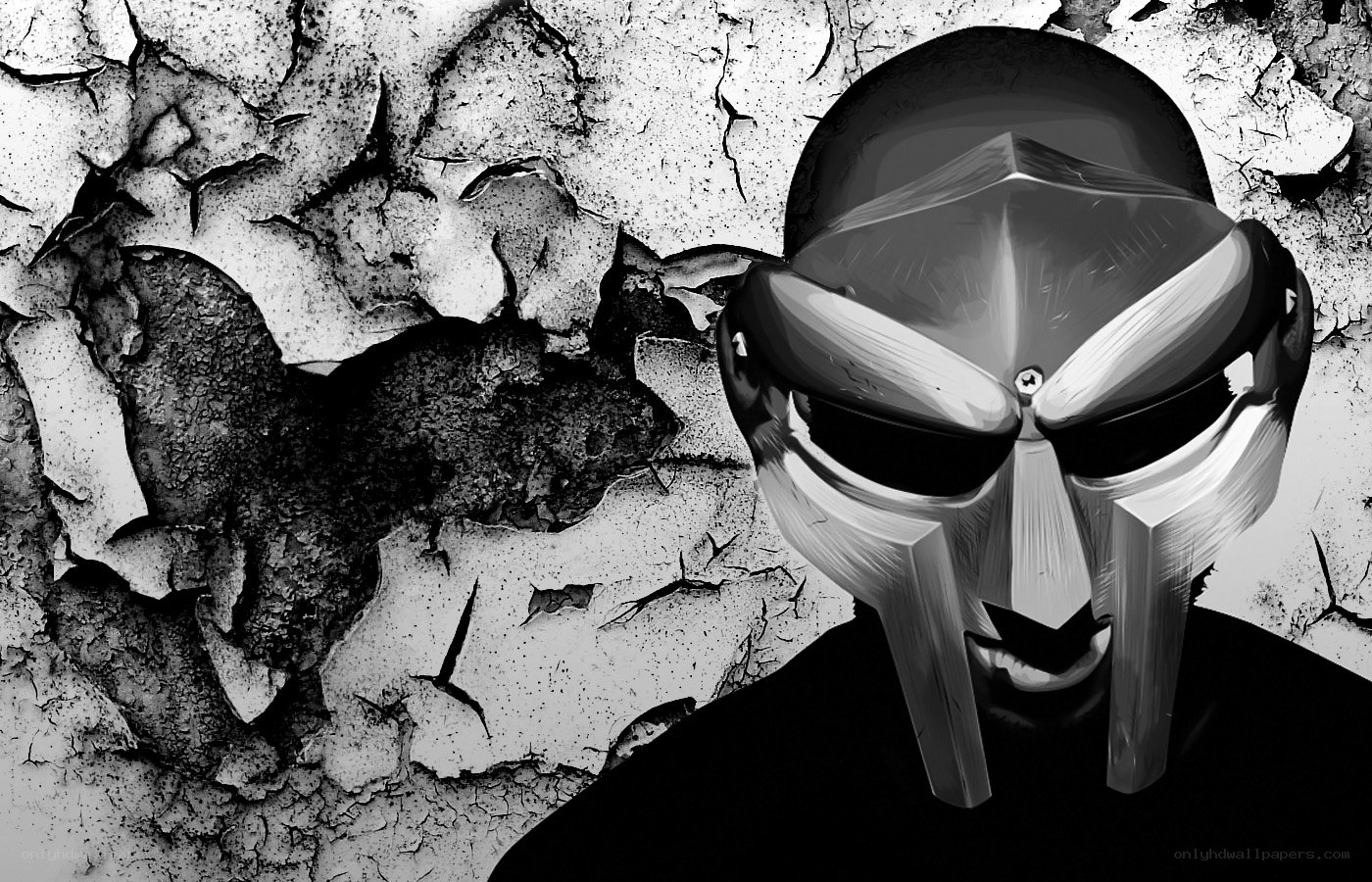 Mystical mask against cracked wall