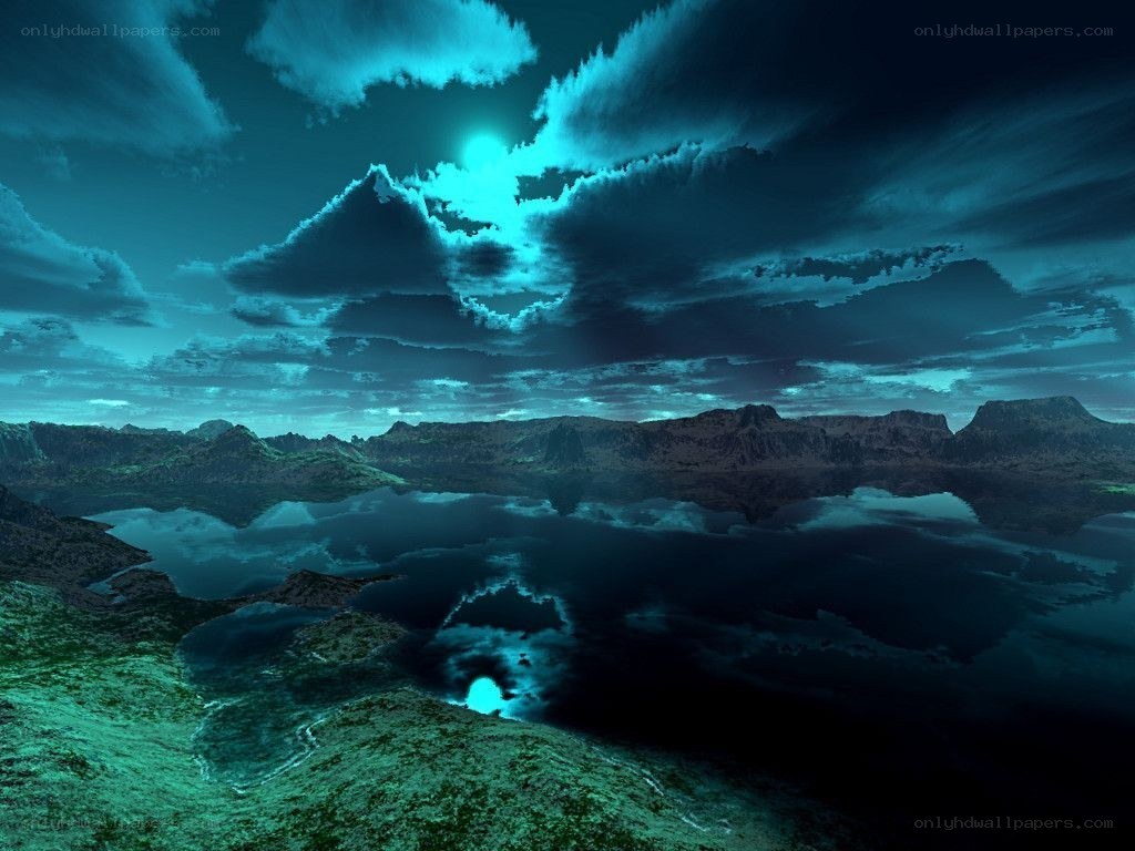 Mystical moonlit landscape