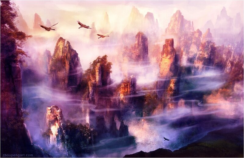 Mystical mountain landscape
