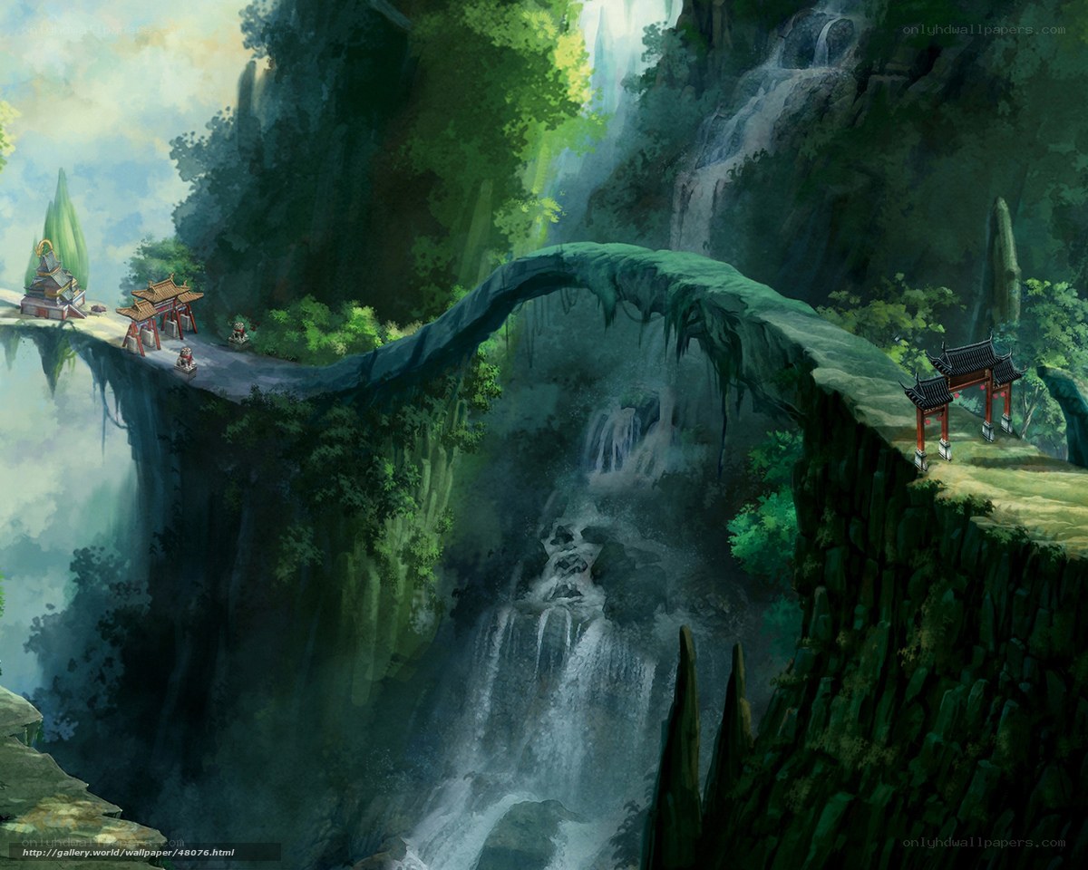Mystical mountain waterfall
