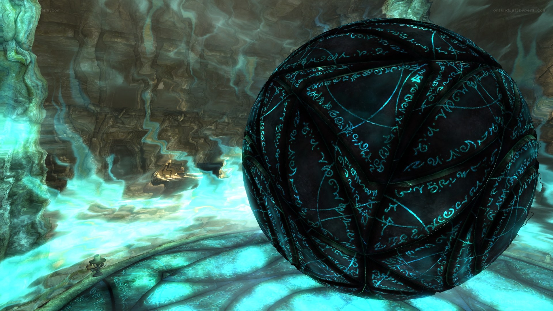 mystical orb in cavern