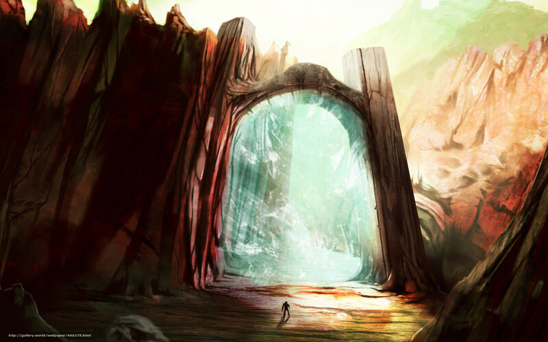 mystical portal in a canyon