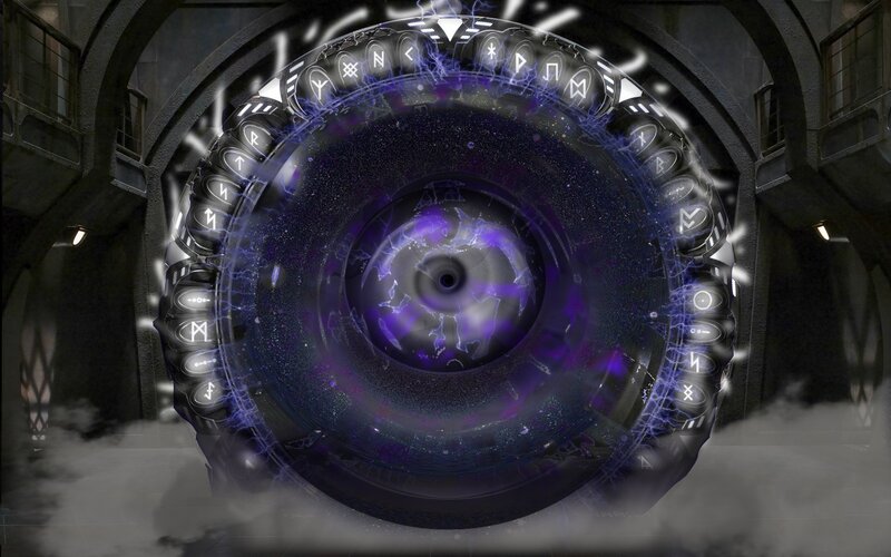 mystical portal in ancient chamber
