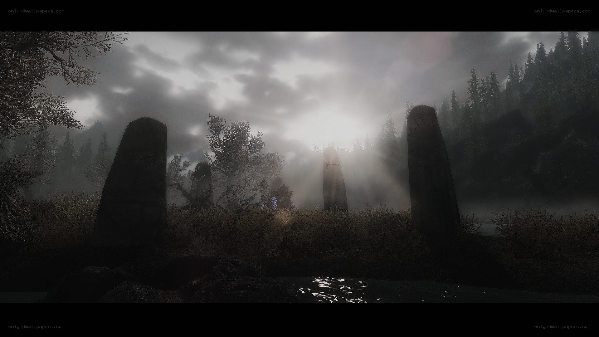 mystical stone circle at dawn