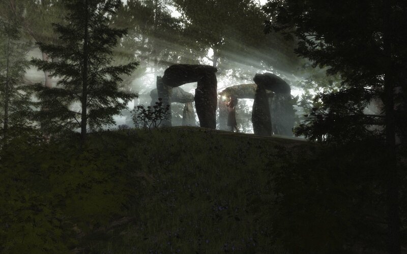 mystical stone circle in forest