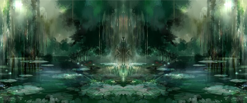 mystical swamp with figure