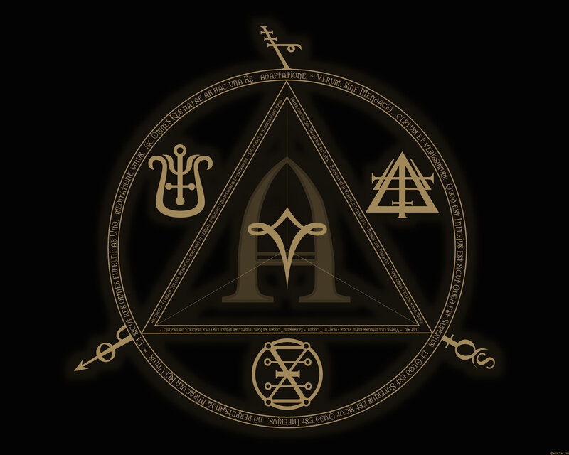 mystical symbol with latin text