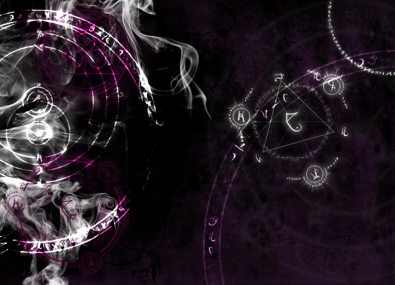 mystical symbols and smoke