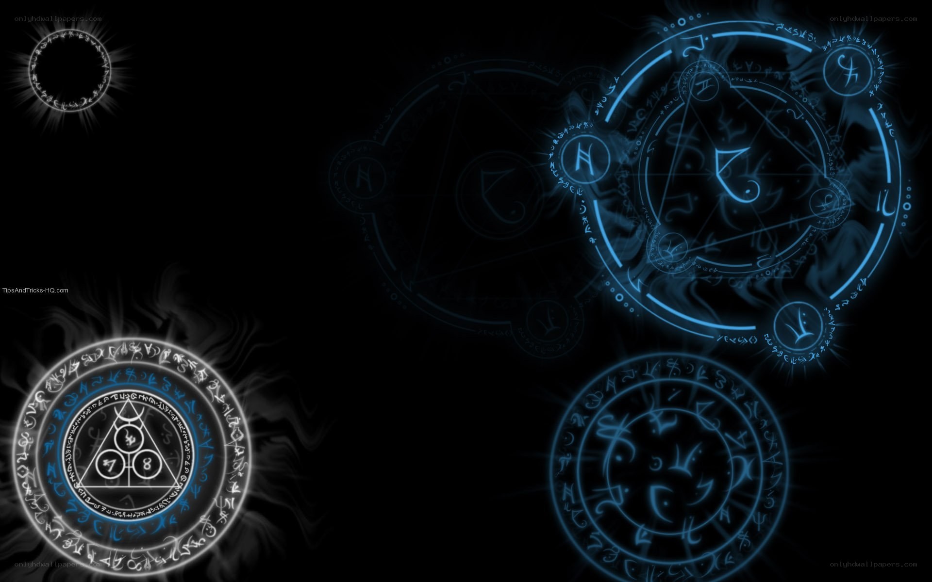 mystical symbols on dark background
