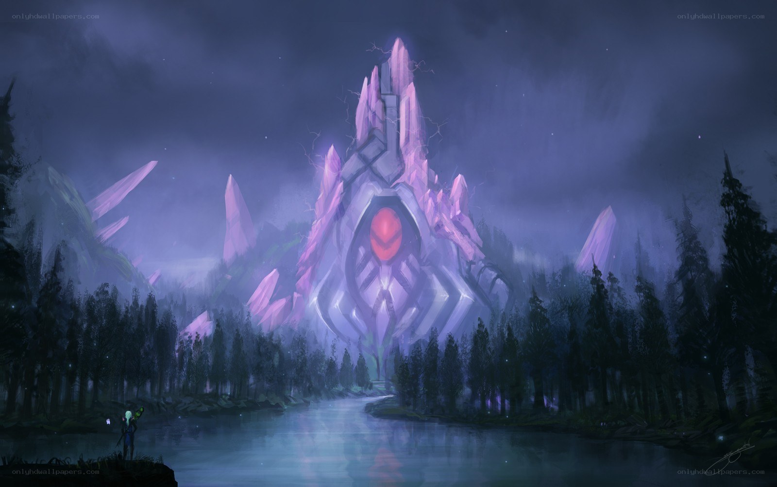 mystical temple in a forest