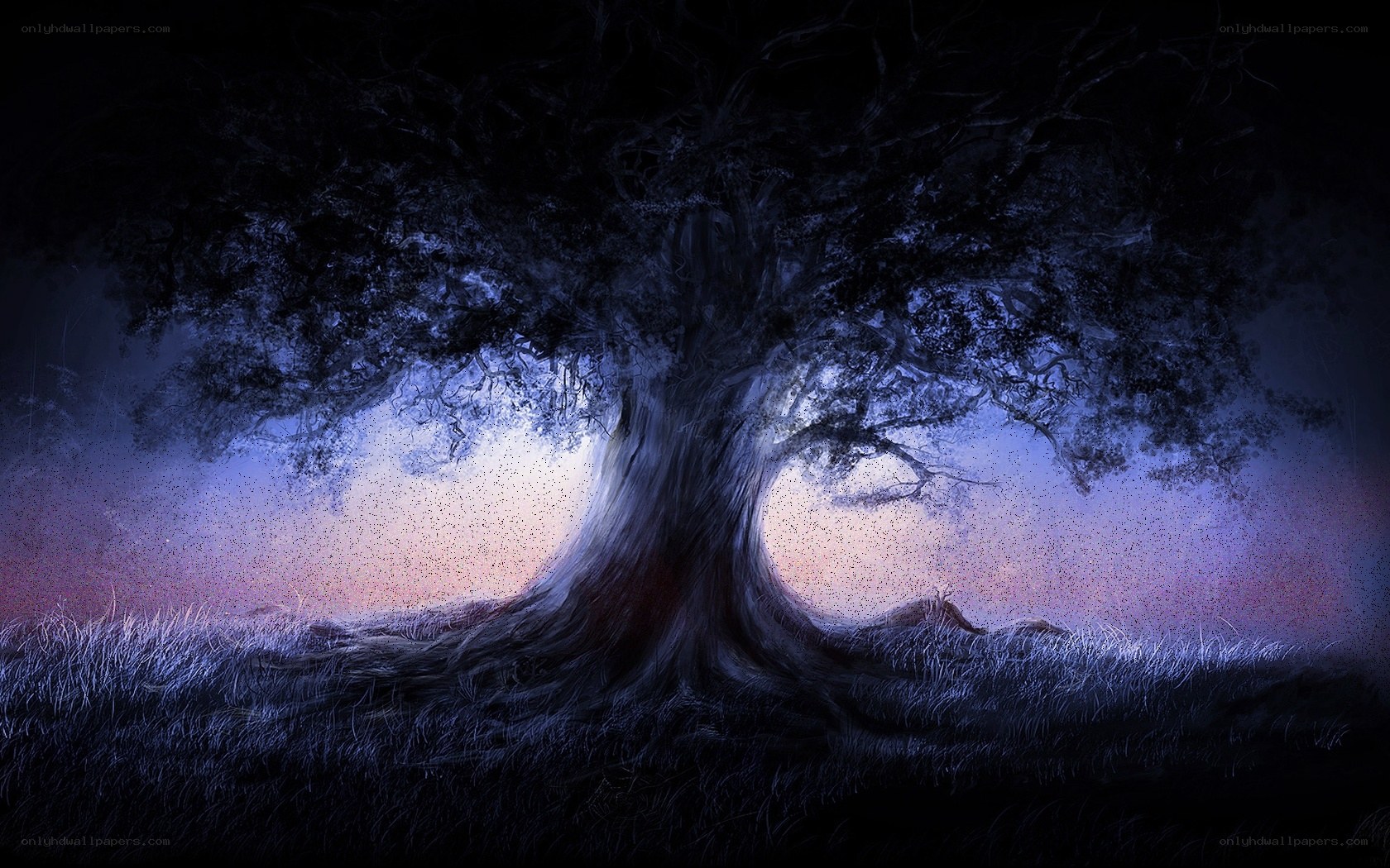 Mystical tree at twilight