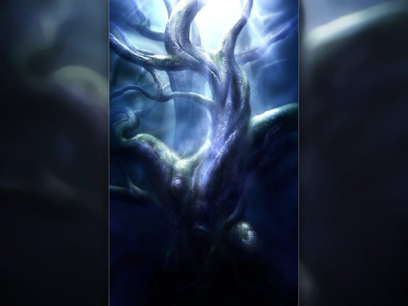 mystical tree in glowing light