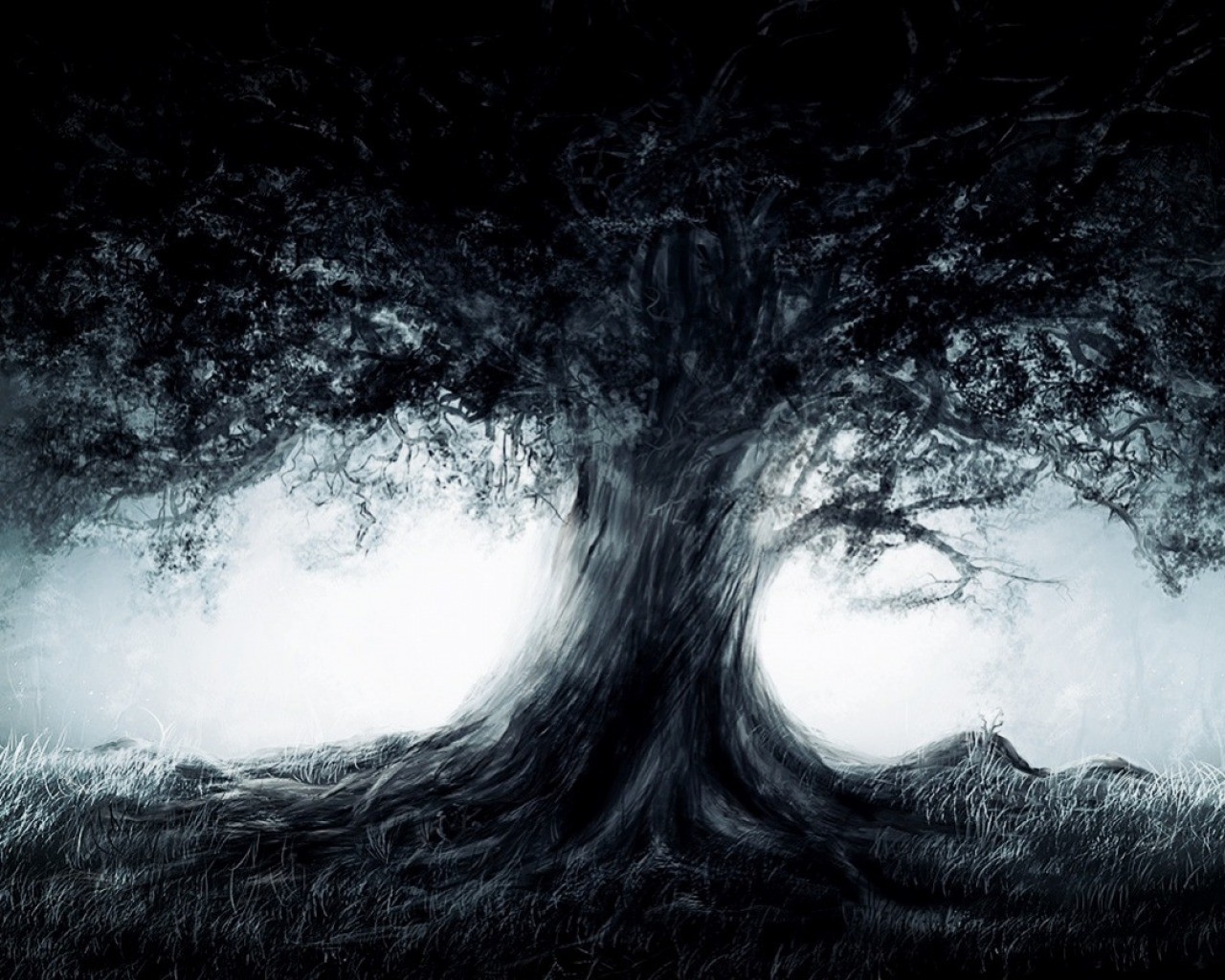 Mystical tree in mist