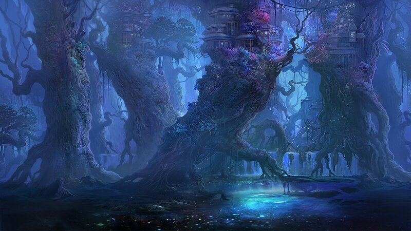 mystical treehouse forest