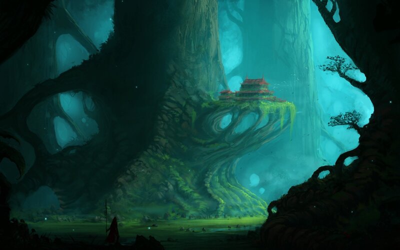 Mystical treehouse village