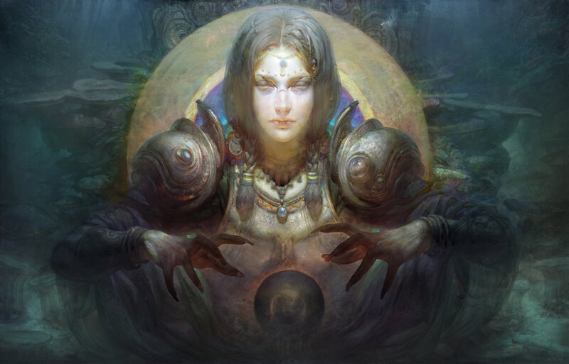 mystical woman with glowing aura